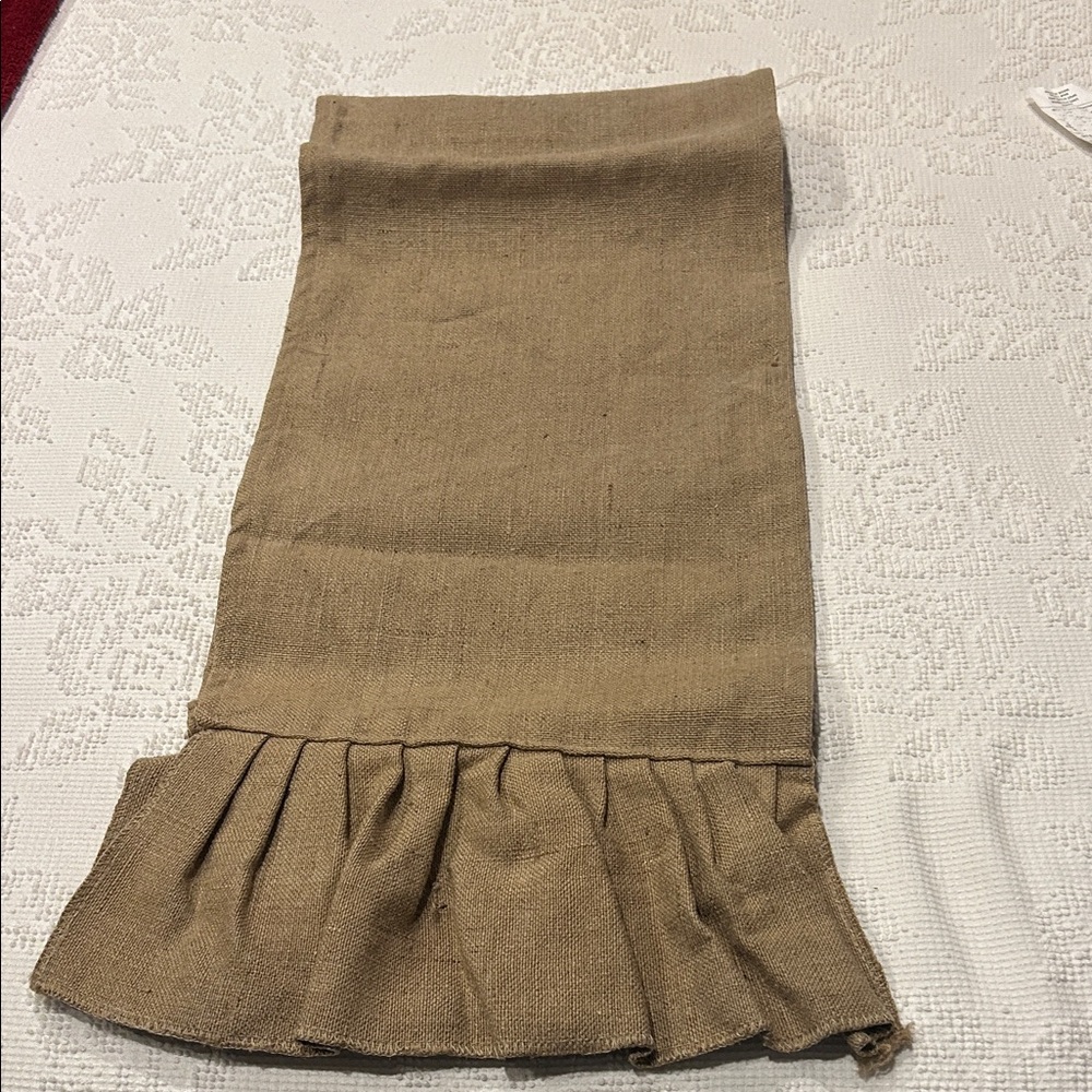 Elegant Tan Table Runner with Ruffle Detail